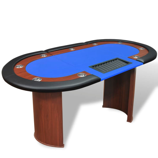10 žaid. pokerio stalas su dalint. vieta ir žetonų dėže, mėlyn. | Pokeris ir stalo žaidimai | Pokeris ir stalo žaidimai, vida-xl | vidaXL