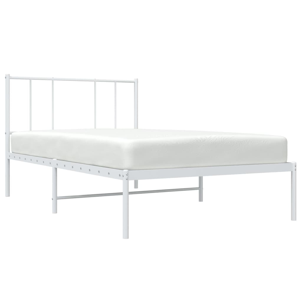 Metalinis lovos rėmas su galvūgaliu, baltos spalvos, 80x200cm Lovos ir Lovų Rėmai