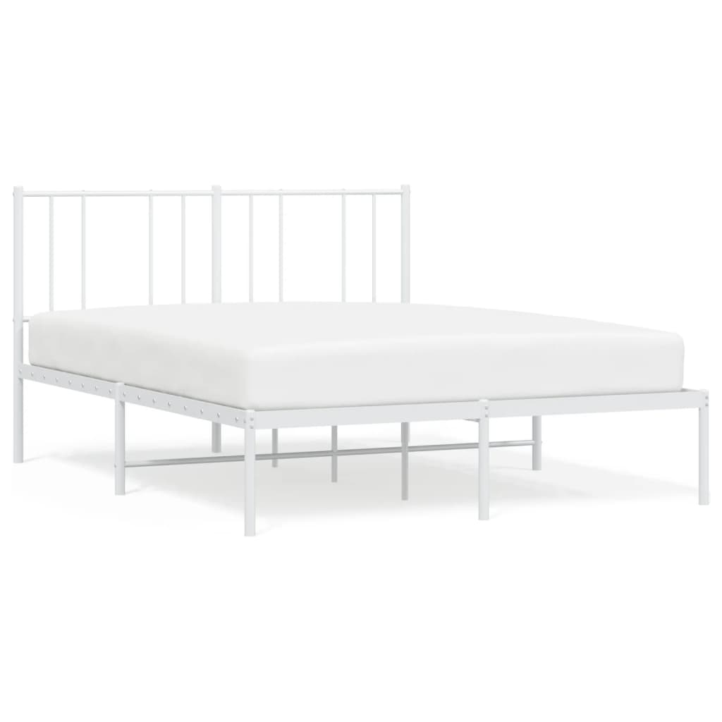 Metalinis lovos rėmas su galvūgaliu, baltos spalvos, 140x190cm Lovos ir Lovų Rėmai