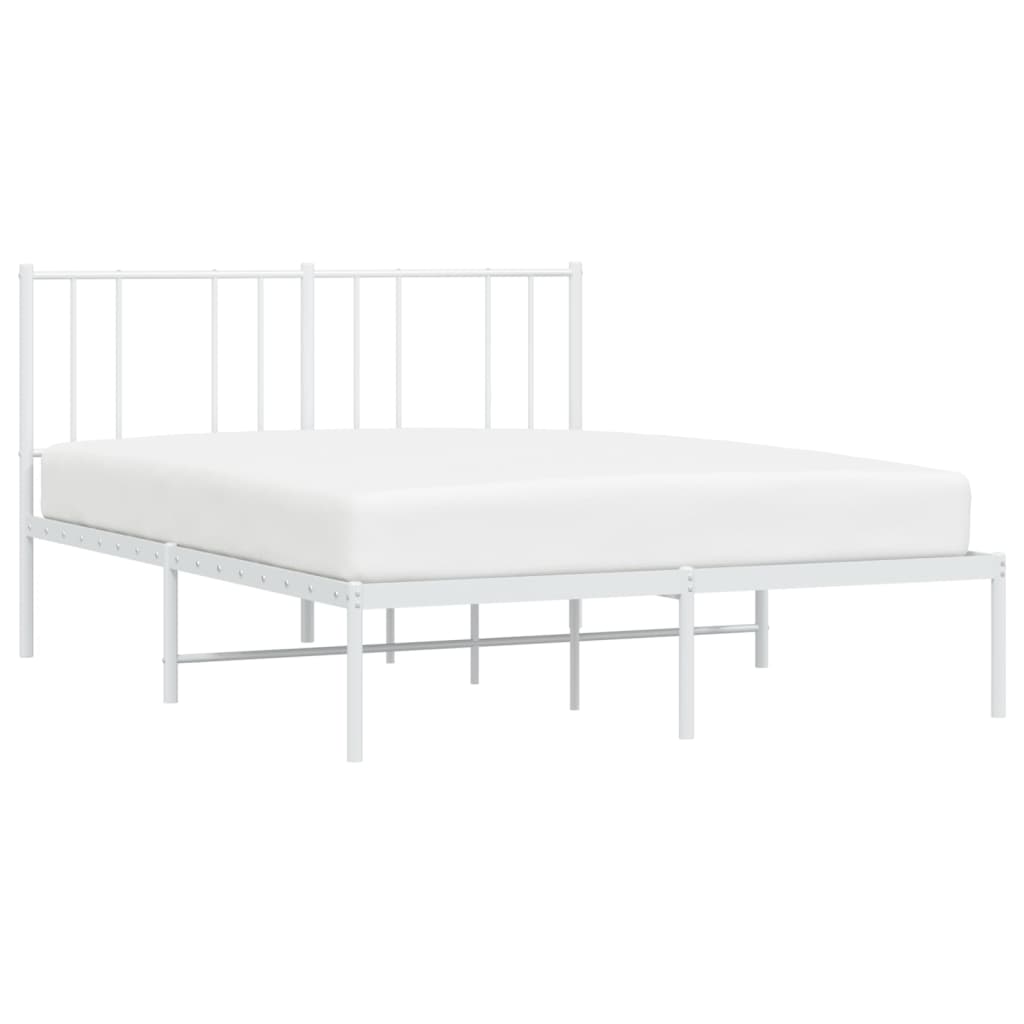 Metalinis lovos rėmas su galvūgaliu, baltos spalvos, 140x190cm Lovos ir Lovų Rėmai