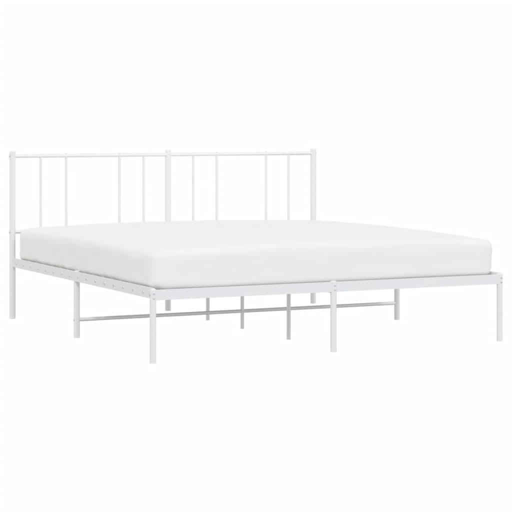 Metalinis lovos rėmas su galvūgaliu, baltos spalvos, 180x200cm Lovos ir Lovų Rėmai